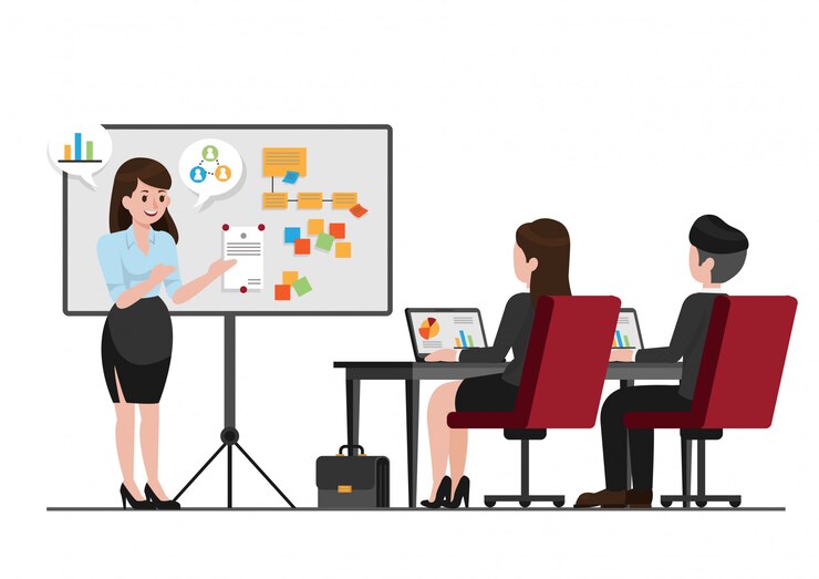 Vector office lady working