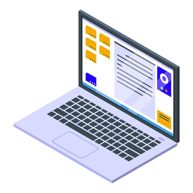 office laptop icon isometric of office laptop vector icon for web design isolated on white background