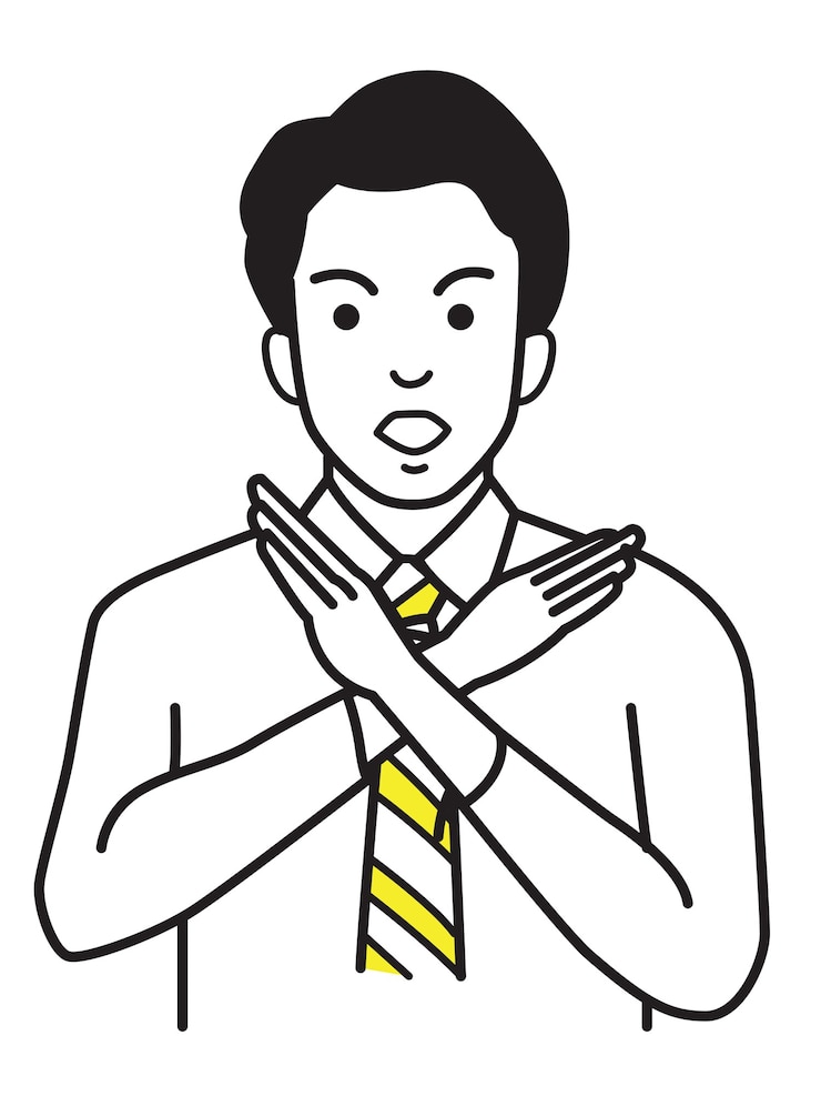 Vector office worker making no hand sign or x symbol