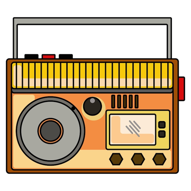 Vector old radio cute icon flat vector design for graphic design element. vintage radio icon template.
