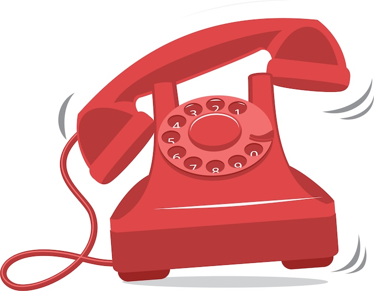 Vector old red vintage phone ringing