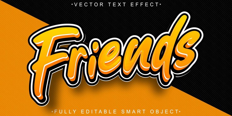 Vector old school orange friends vector fully editable smart object text effect