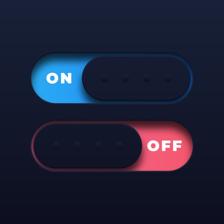 Vector on and off switch buttons