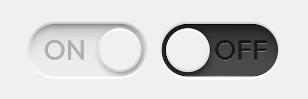 On and off toggle switch buttons material design switch set