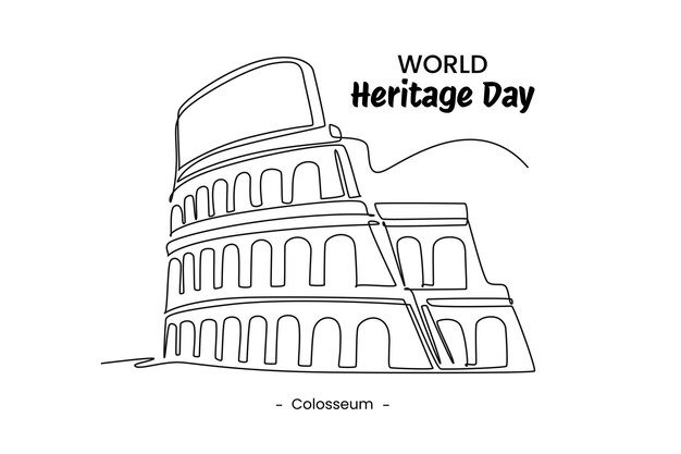 one continuous line drawing of colosseum building beautiful historical iconic place home wall decor art poster print modern single line draw design vector graphic illustration