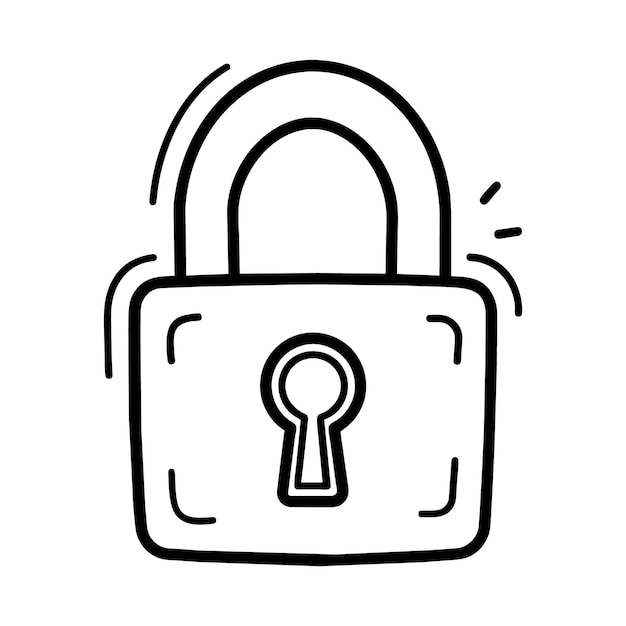 One continuous line drawing of padlock with keyhole