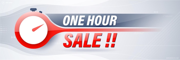 Vector one hour sale banner template design for web or social media.