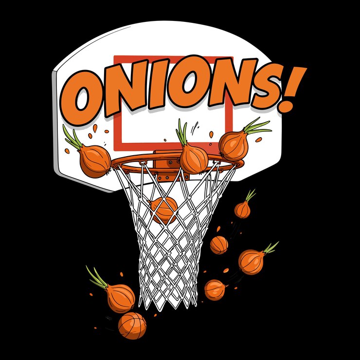 Vector onions basketball a humorous sportsthemed illustration