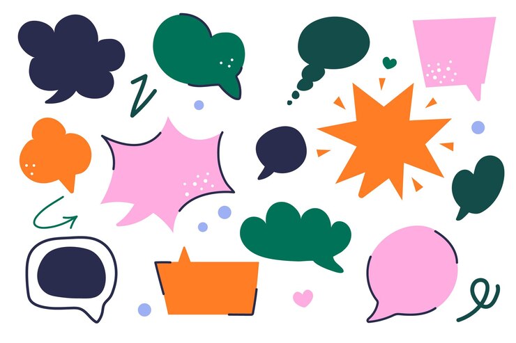 Online chat clouds Bubbles hand drawn big set icon set vector isolated on white background