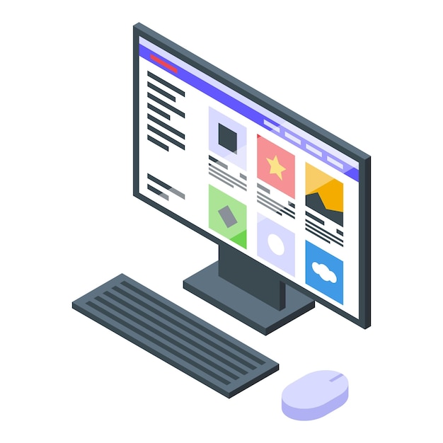 Online computer tech icon isometric vector Digital people