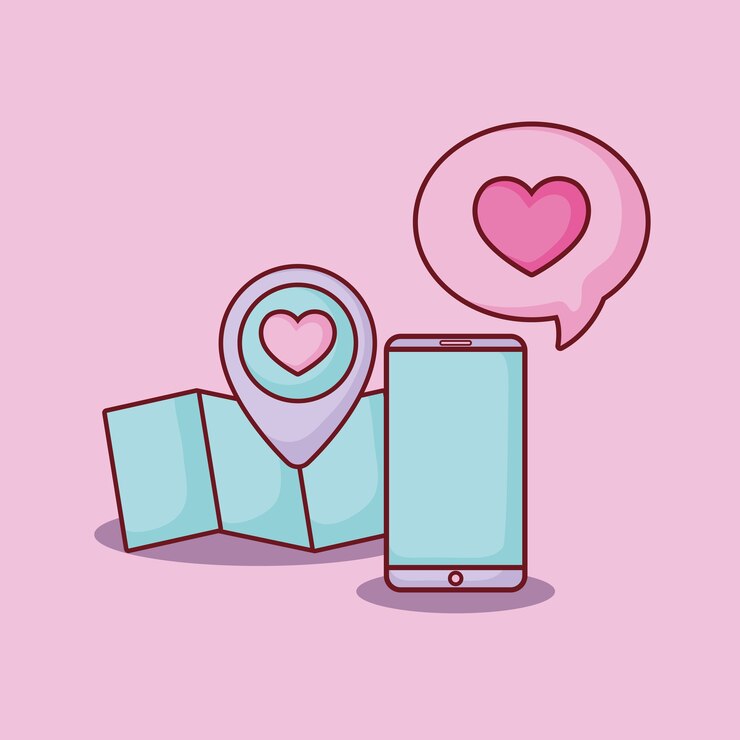 Vector online dating design with cellphone and speech bubble