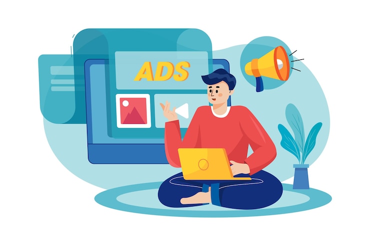 Vector online digital marketing illustration concept