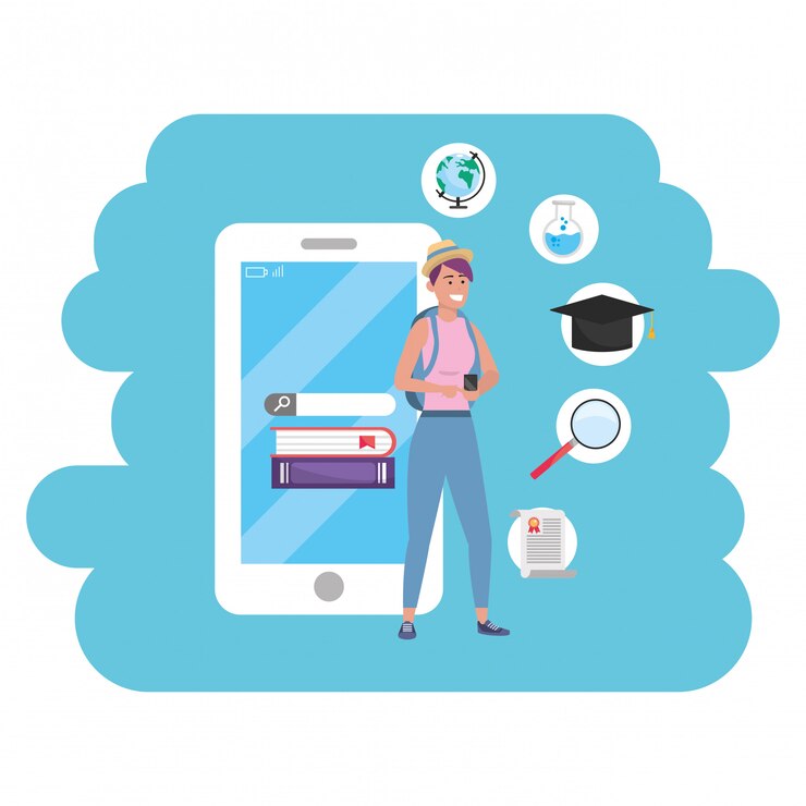 Vector online education millennial student smartphone