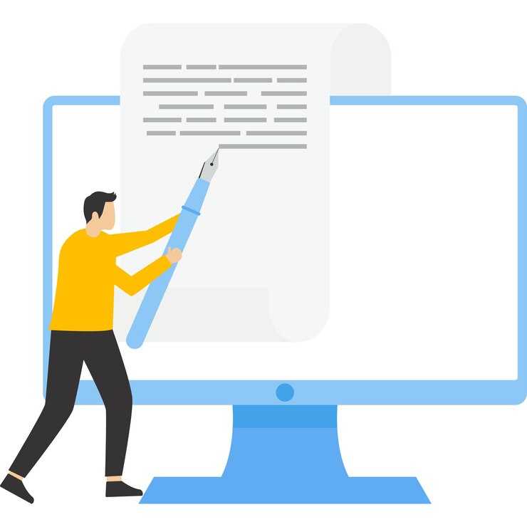Online exam concept Check accuracy report Questionnaire and survey for success character standing