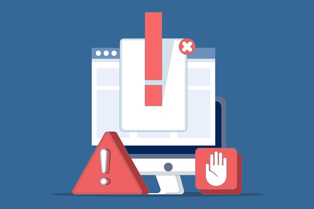 Online Fraud Warning Concept Data Warning Message or Exclamation Mark Danger Warning