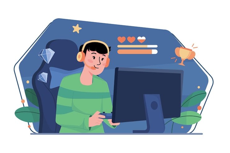 Vector online game streamer illustration concept a flat illustration isolated on white background