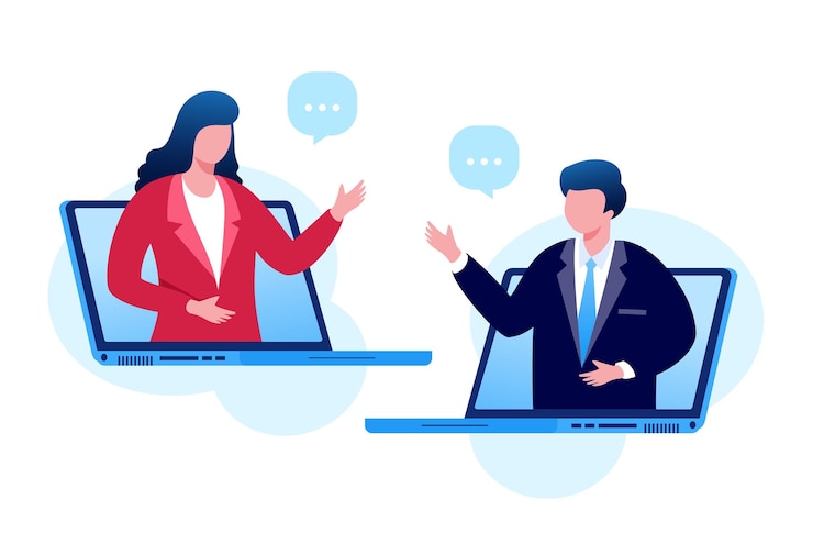 Vector online meeting for business flat vector illustration banner for landing page website