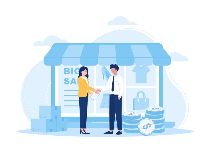 Online shop b2b trending concept flat illustration