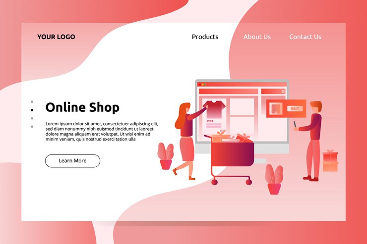 Vector online shop banner and landing page illustration