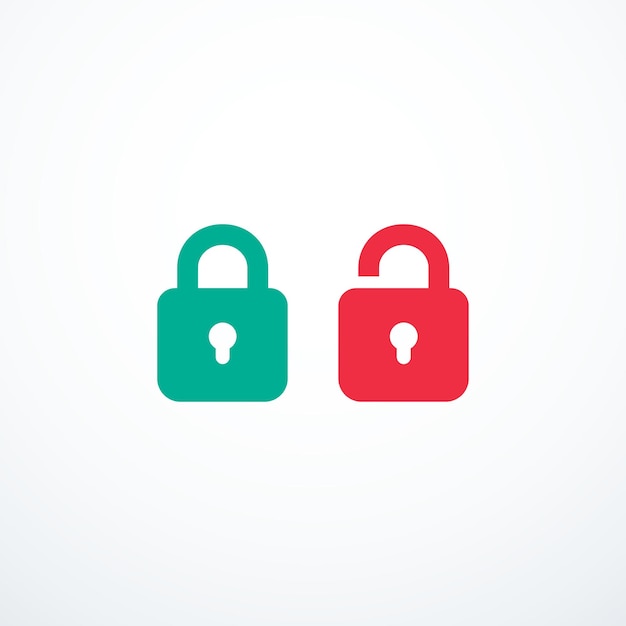 open and closed lock icons vector illustration