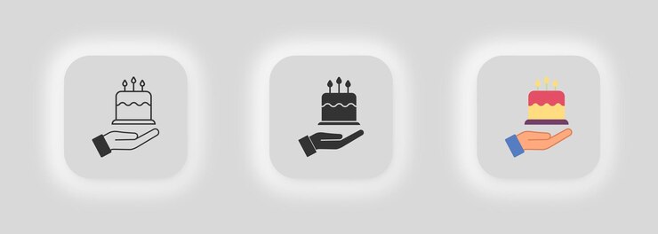 Open palm and cake icon Hand and bakery illustration symbol offer dessert vector