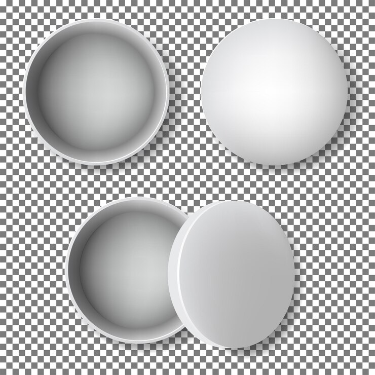 Vector open round metal box