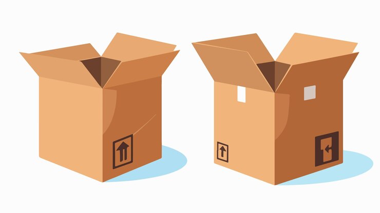 Vector opened square box packaging on white background