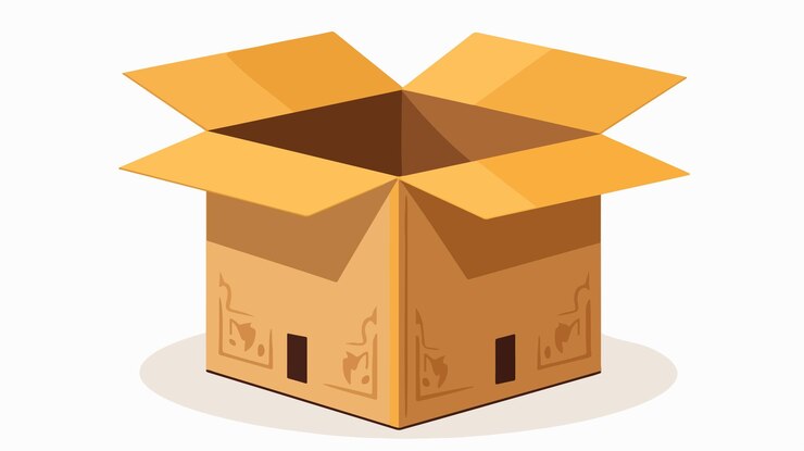 Vector opened square box packaging on white background