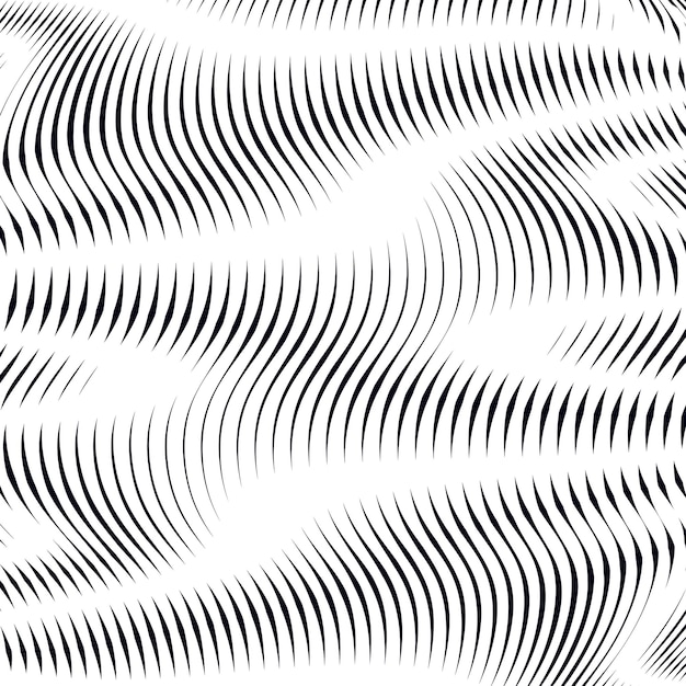 Optical illusion, creative black and white graphic moire vector backdrop. Decorative lined hypnotic contrast background.