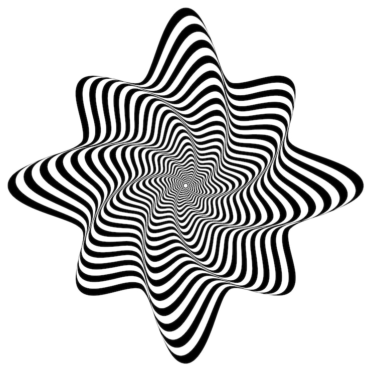 Vector optical illusions abstract striped with monochrome waves