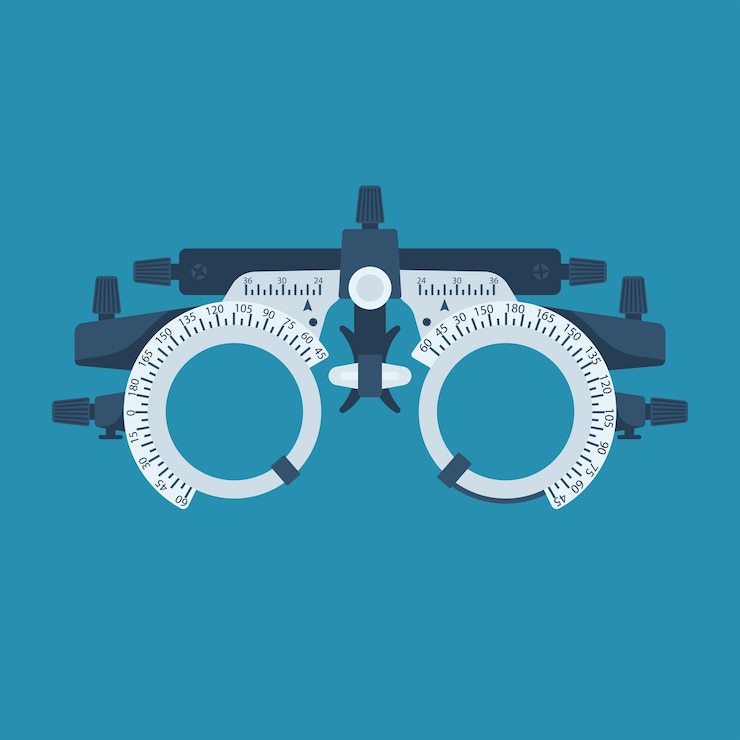 Vector optometrist flat icon eye test frame vision test