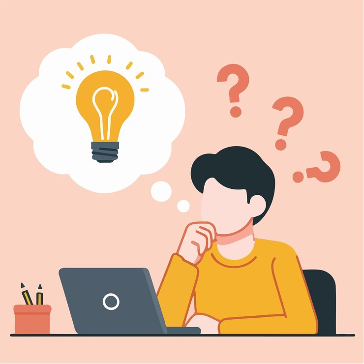 Vector orang-orang berpikir dalam gaya desain datar yang sederhana
