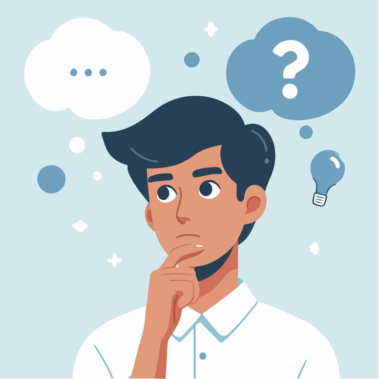Vector orang-orang berpikir dalam gaya desain datar yang sederhana