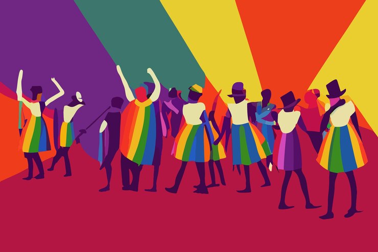 Vector orang-orang lgbt toleransi dukungan parade komunitas lgbtq