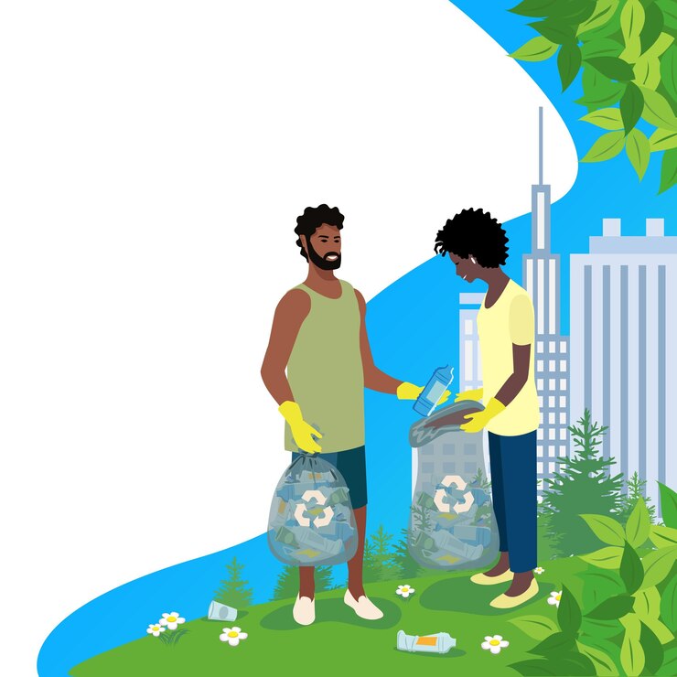 Vector orang-orang membersihkan taman kota