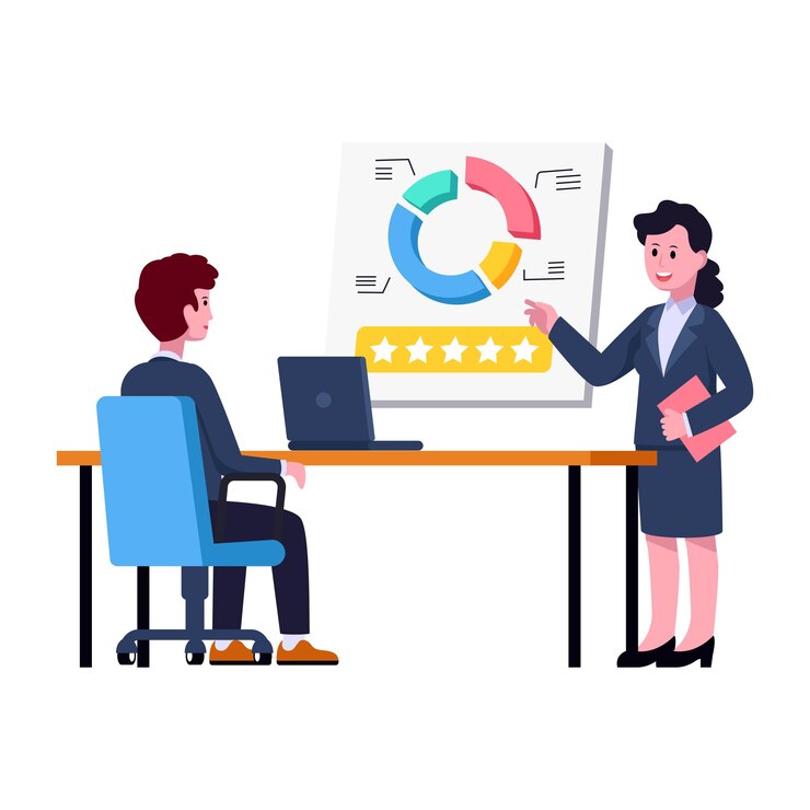 Vector orang-orang mendiskusikan ilustrasi datar proses kerja dari perencanaan bisnis