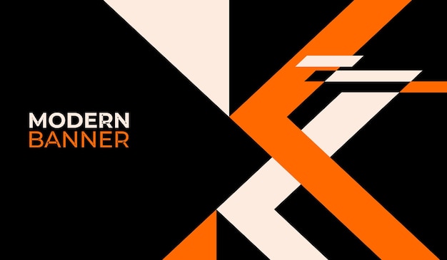 Orange and white abstract shapes with black background vector design