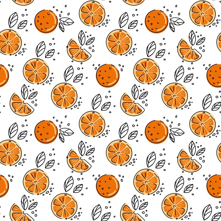 Orange citrus plants Seamless pattern summer print vector