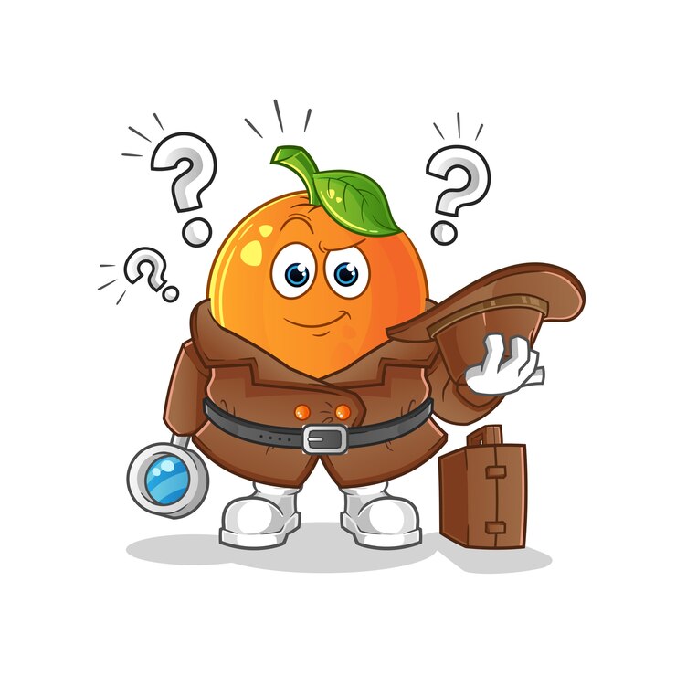 Vector orange detective cartoon character