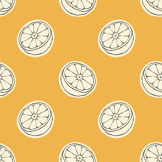 orange halves seamless pattern on orange background minimalistic summer citrus fruit design