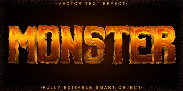 Orange Horror Monster Vector Fully Editable Smart Object Text Effect