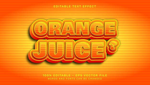 orange juice 3d text effect and editable text effect