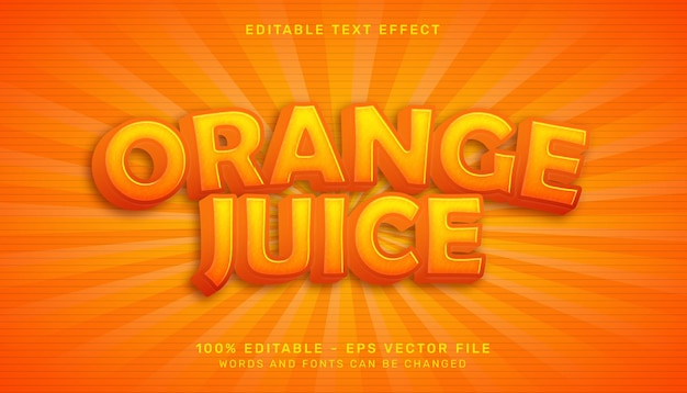 Orange juice 3d text effect editable text effect
