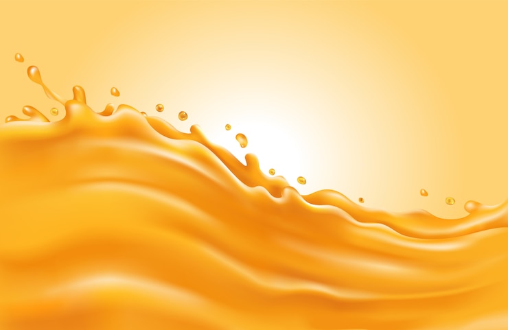 Vector orange juice splash wave on an orange background