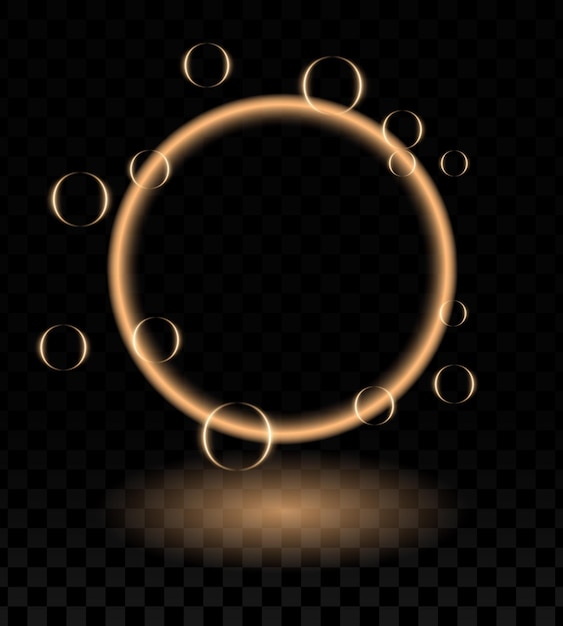 Orange neon magic ring effect Glowing circular frame vibrant neon light floating translucent orbs soap bubbles wallpaper futuristic techinspired or decorative designs