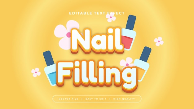 Orange white and blue nail filing 3d editable text effect font style