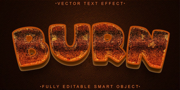 Orange Worn Fire Burn Vector Fully Editable Smart Object Text Effect