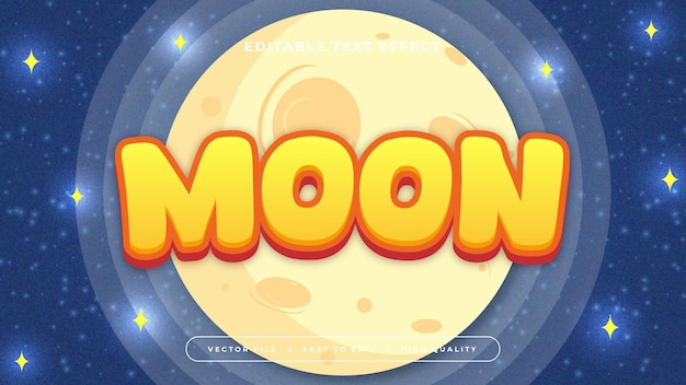 Orange yellow and blue moon 3d editable text effect font style
