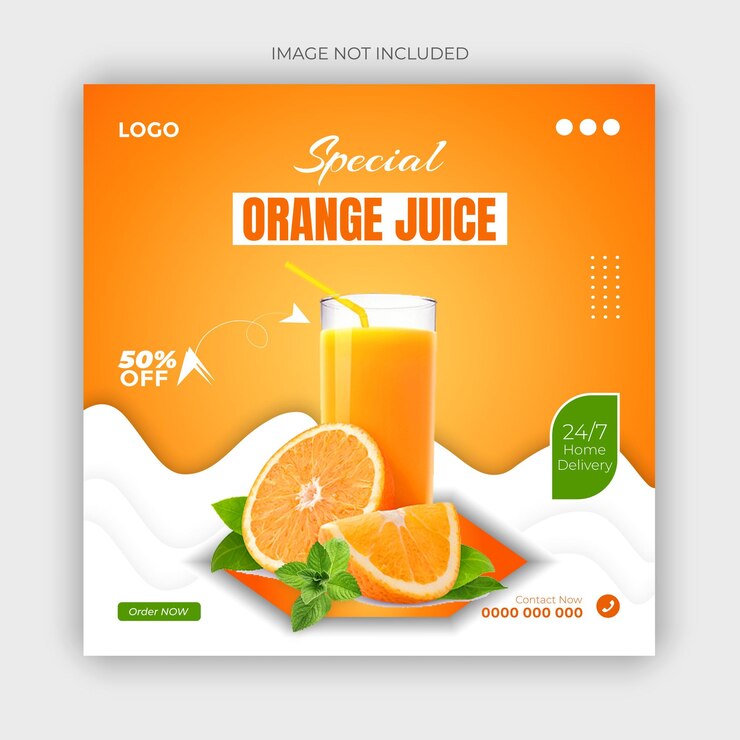 Organic and healthy Fruits Social media post design delivery fresh fruits
