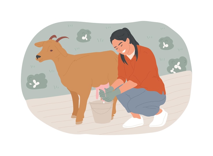 Vector organic goat milk isolated cartoon vector illustrations